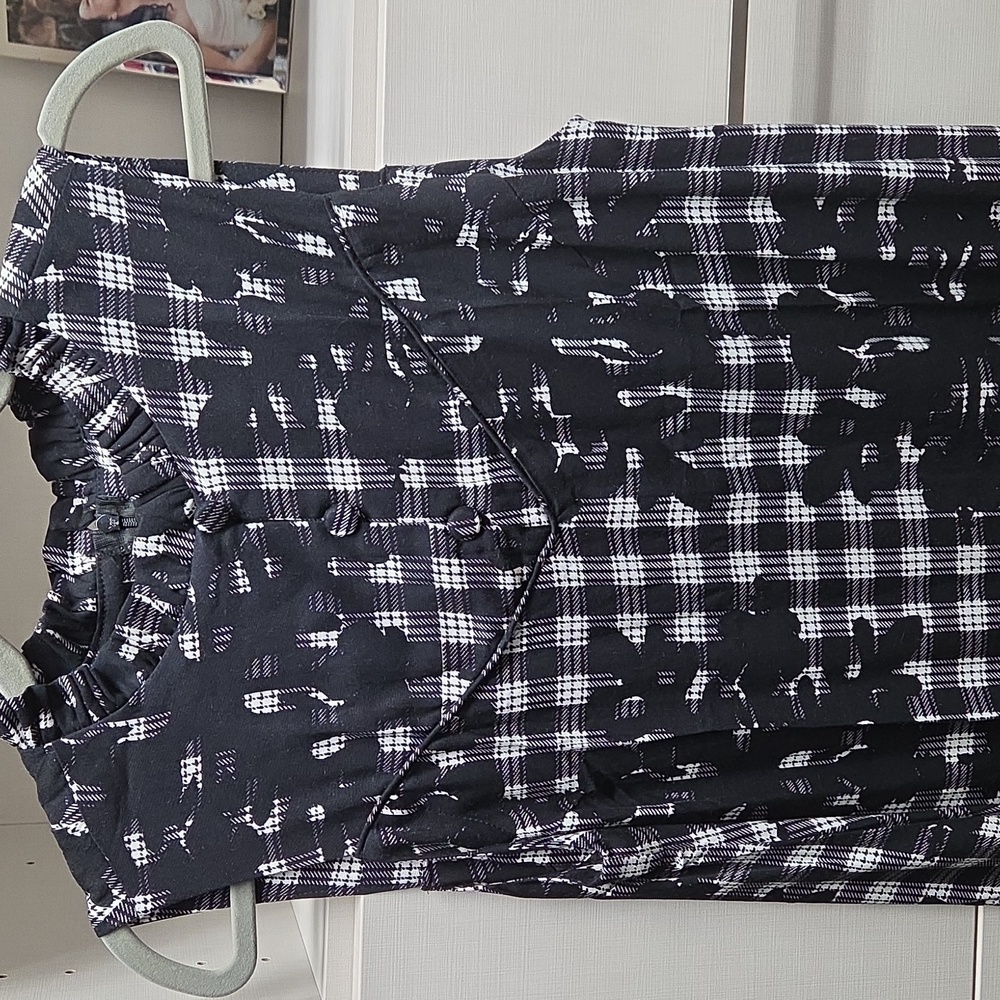 Kiele Kelani Vintage Hibiscus Hawaiian QuiltBlack Palaka Plaid Dress - Picture 5 of 5
